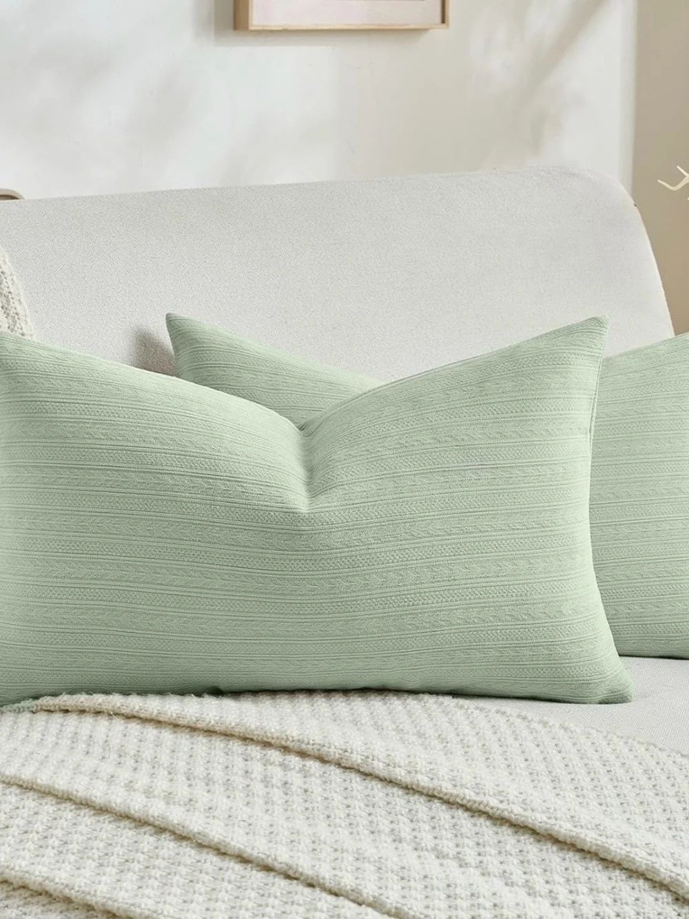 Soft Sage Green Decorative Throw Pillow Pair
